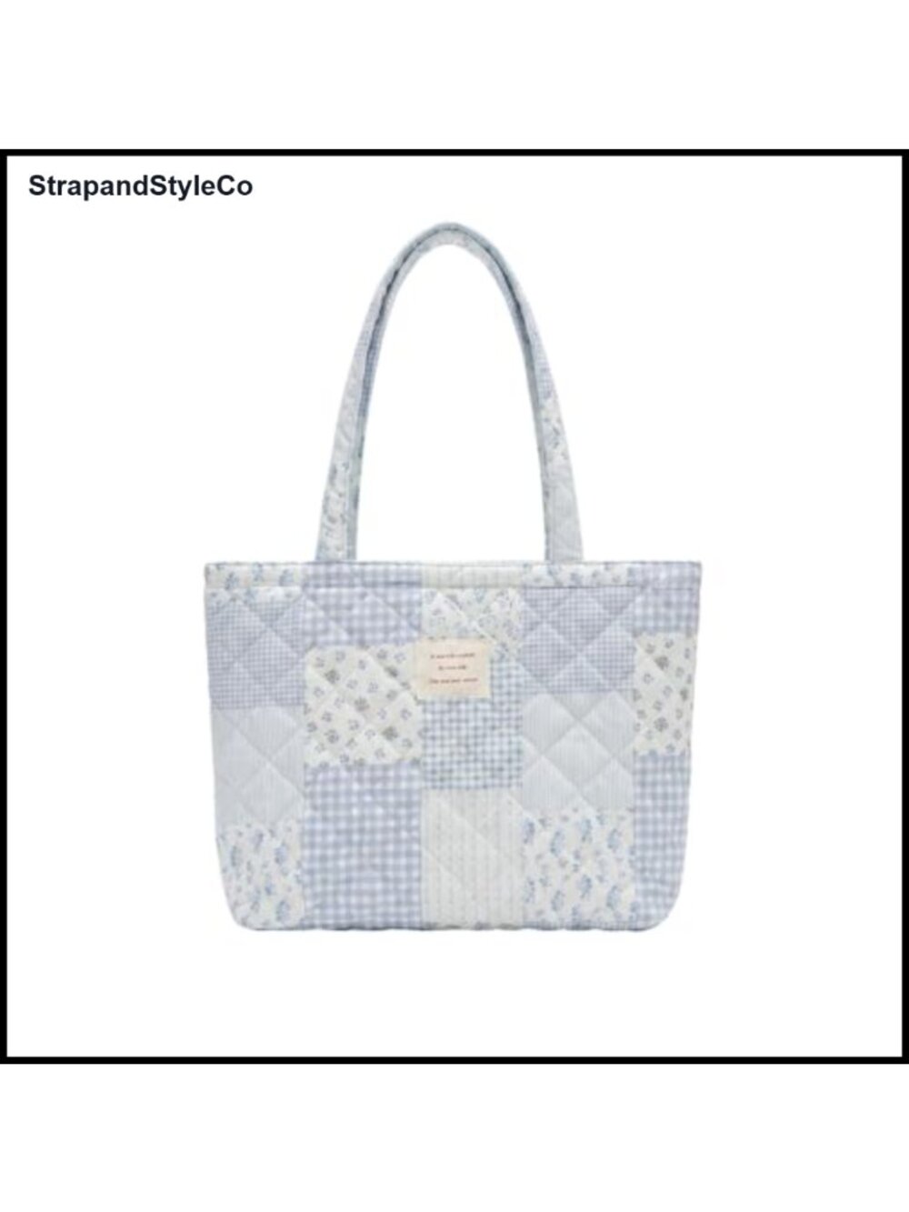 Quilted Cotton Floral Tote Bag Medium Shoulder Handbag Large Capacity